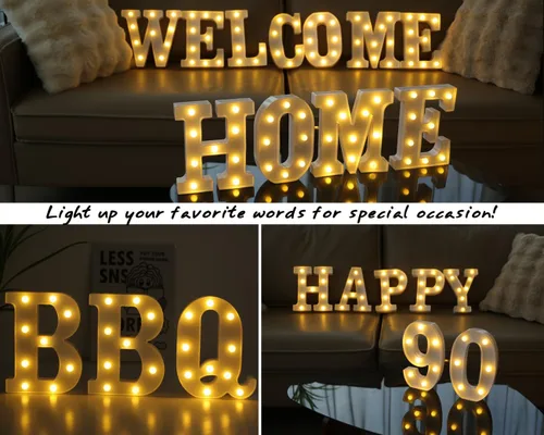 Vista 7 de Letras iluminadas, letras con luces LED 26 del alfabeto, letra decorativa iluminada, letras de marquesina LED a batería para fiesta, bar, luz Luz