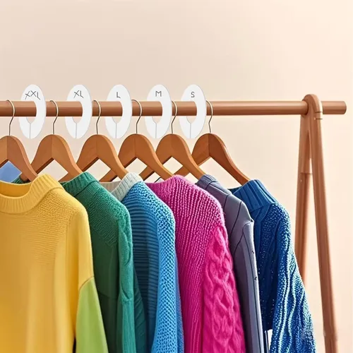 Vista 6 de Paquete de 10 separadores de armario para colgar ropa, organizadores de armario de plástico duradero, perfectos para barras de armario, estantes
