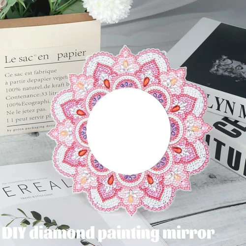 Vista 5 de Espejo de Pintura de Diamantes DIY para Adultos Kit de Pintura de Diamantes de Cristal con Forma Especial DIY Espejo de Maquillaje Regalos de MVJ064