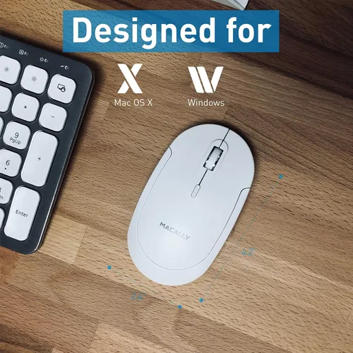 Vista 9 de Macally Bloc de números inalámbrico para Mac y PC y un mouse inalámbrico Bluetooth, funciona con números de manera más eficiente