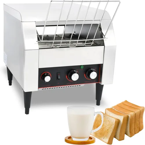 Vista 8 de Transportador de tostadora comercial de 150 rebanadas/hora, tostadora de acero inoxidable para pan de panecillo resistente con control de 7