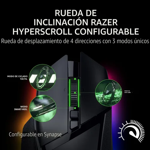 Vista 2 de Razer Basilisk V3 Pro 35K Mouse inalámbrico para juegos: rueda de inclinación HyperScroll - Sensor óptico de 35K DPI Gen 2-13 Controles Negro