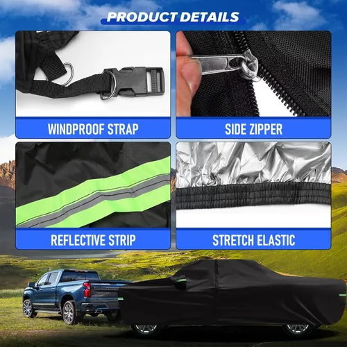 Vista 5 de Cubierta de protección para todo tipo de clima, Compatible con Chevrolet Silverado 1500 2018-2023, cubierta de auto completa profesional de 6 capas