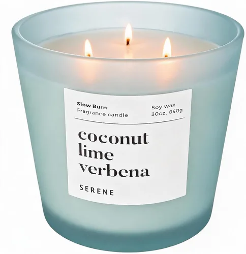 Vista 10 de Hidden Label Serene Collection - Vela perfumada grande, madera ámbar y jazmín, vela enorme de 30 onzas con 3 mechas, velas de soja natural