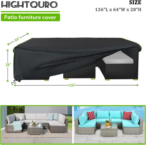 Vista 2 de Fundas impermeables para muebles de patio, resistentes 600D, fundas para muebles de exterior para sofá seccional exterior, resistente al desgarro