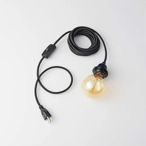 Vista 2 de BRIGHTTIA Lámpara colgante de swag negra enchufable – Pantalla de lámpara lista para colgar E26 enchufe roscado con juego de cable de 15 pies e