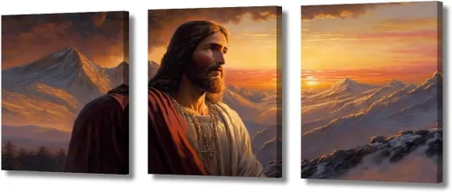 Vista 21 de Lienzo decorativo para pared de sala de estar, impresión retro con luz de esperanza de Jesús, 1 panel, póster de lienzo moderno para dormitorio