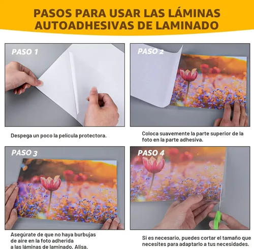 Vista 3 de RowinsyDD 25 paquete de hojas de laminación autoadhesivas, 9 x 12 pulgadas, hojas de lámina adhesiva transparente impermeable para documentos