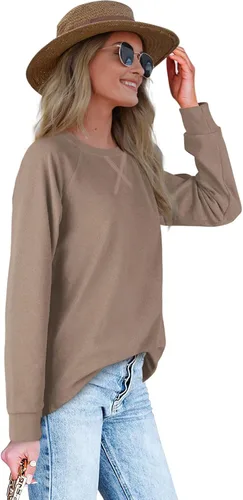 Vista 3 de Sudaderas para mujer, cuello redondo, ajuste holgado, camisetas de manga larga para mujer