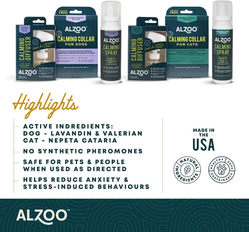 Vista 5 de ALZOO Spray calmante para gatos, a base de plantas, alivio del estrés y la ansiedad, con Nepeta Cataria, sin feromonas sintéticas, alivio del estrés