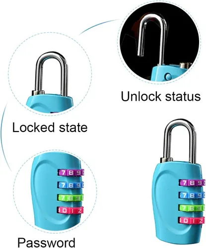 Vista 3 de TAORANJU Paquete de 2 cerraduras de combinación, cerradura de casillero de 4 dígitos reiniciable, cerradura combinada para exteriores, impermeable