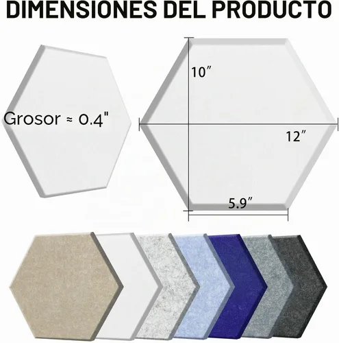 Vista 2 de SHJADE Paquete de 12 paneles acústicos autoadhesivos, acolchado hexagonal a Azul claro