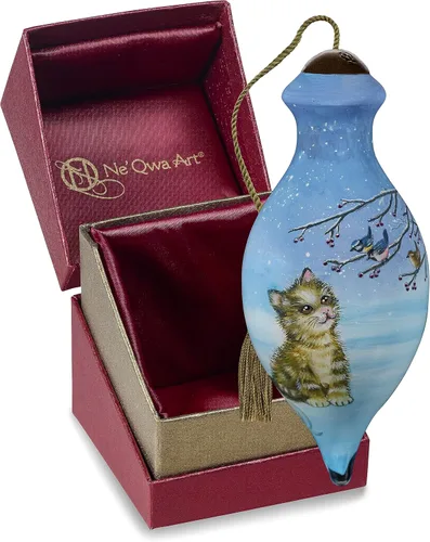 Vista 3 de Precious Moments We Wish You a Meow-y Christmas Bisque Adorno de porcelana – Recuerdo de Navidad – 7231136