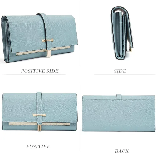 Vista 6 de CLUCI Cartera de cuero para mujer diseño delgado triple tarjetero para tarjetas de crédito Classic