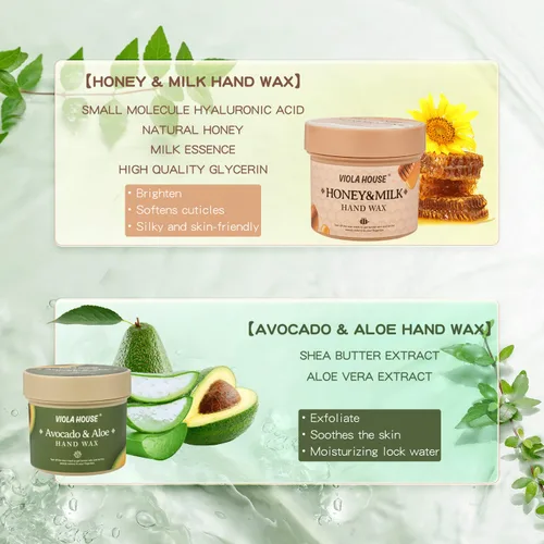 Vista 3 de VIOLA HOUSE Máscara de mano de aguacate y aloe Peel Off cera de manos, máscaras peladoras de manos – Película hidratante hidratante nutritiva