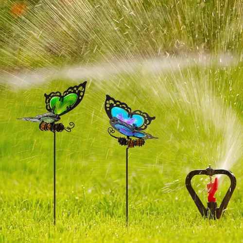 Vista 4 de Estacas de jardín de mariposas, kit de mariposa hecho de vidrio y metal, mariposas coloridas decoraciones de jardín pueden hacer que el jardín esté
