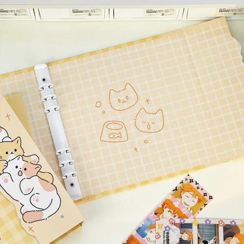 Vista 8 de A5 Carpeta de tarjetas fotográficas Kpop con 30 páginas de 4 bolsillos y un divisor, lindo álbum de 120 bolsillos con 6 anillas, ajuste perfecto