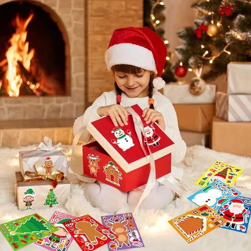 Vista 5 de SmilinFit Calcomanías de Navidad, rellenos de calcetines para niños pequeños, manualidades de Navidad para niños, suministros de recuerdos