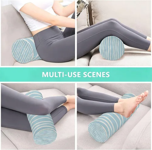 Vista 5 de Blue White Irregular Stripe Neck Roll Pillow Bolster Pillow Memory Foam Round Cylinder Pillows for Sleeping Back Leg Pain Relief Decorative Gifts
