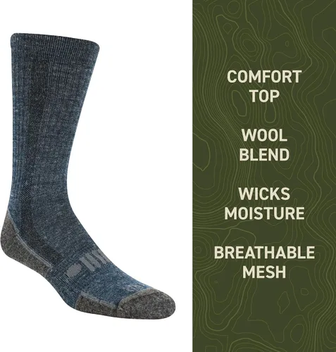 Vista 6 de Jeep Men's Wool Blend Trail Crew Socks-2 Pair Pack-Breathable, Cushioned Comfort