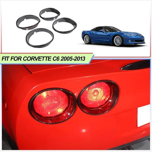 Vista 4 de Anillo de moldura de luz trasera para Chevy Corvette C6 2005-2013, embellecedor de bisel de la luz trasera, cubierta de la luz trasera del maletero