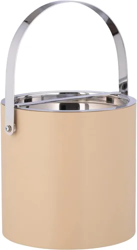 Vista 26 de Kraftware SYDNEY - Cubo de hielo de 3 cuartos con mango de arco cromado cepillado y cubierta de puente: beige