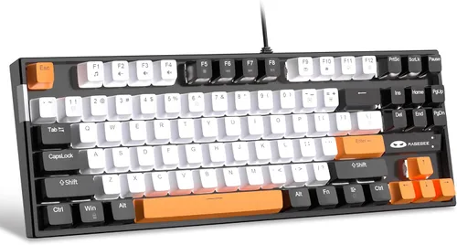 Vista 16 de MageGee - Teclado mecánico para juegos 75%, con interruptor rojo, retroiluminación LED azul, 87 teclas, teclado compacto TKL con cable