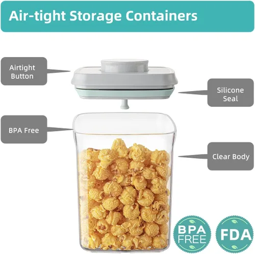 Vista 5 de Ankou Juego de recipientes herméticos – (4 unidades de 12.8 fl oz) apilables con un botón de apertura para aperitivos, dulces, sal, hierbas 4