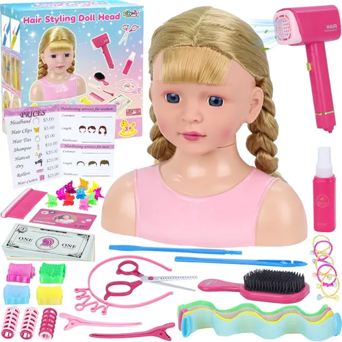 Vista 8 de Cabeza de muñeca para peinar el cabello para niños
