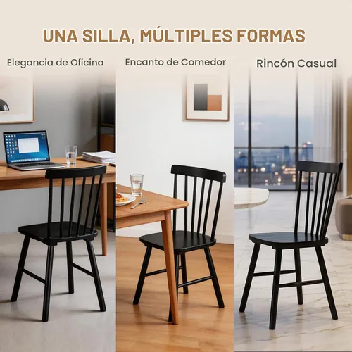 Vista 8 de DUHOME Windsor - Juego de 2 sillas de comedor de madera con respaldo de husillo, sillas de cocina de madera para el hogar, cocina, sala de estar