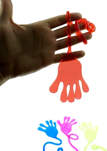 Vista 4 de JA-RU Juguete antiestrés súper elástico para manos adhesivas (1 paquete, 2 manos adhesivas) para niños y adultos. Bolsa de regalos de fiesta a