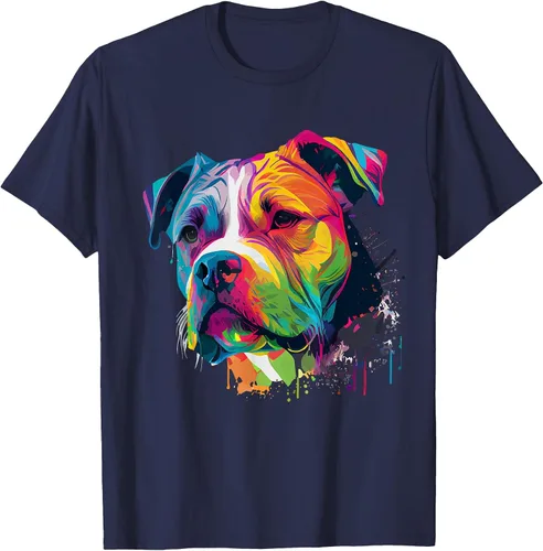 Vista 4 de Colorful American Bulldog American Bully Men Women T-Shirt Asphalt Grey