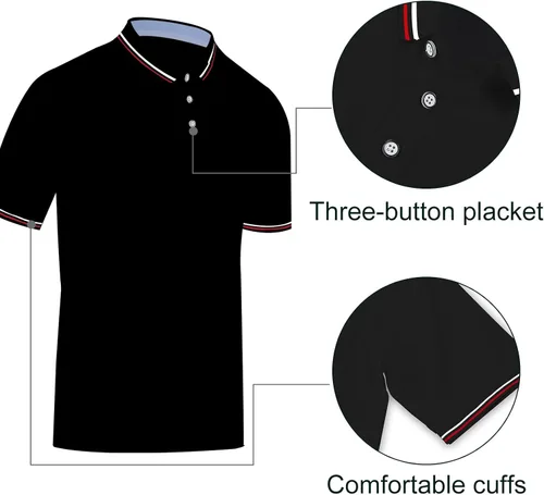 Vista 4 de Polo Shirts Men Casual Outdoor Golf Sports Tennis Running Quick Dry Short Sleeve Polo Shirt