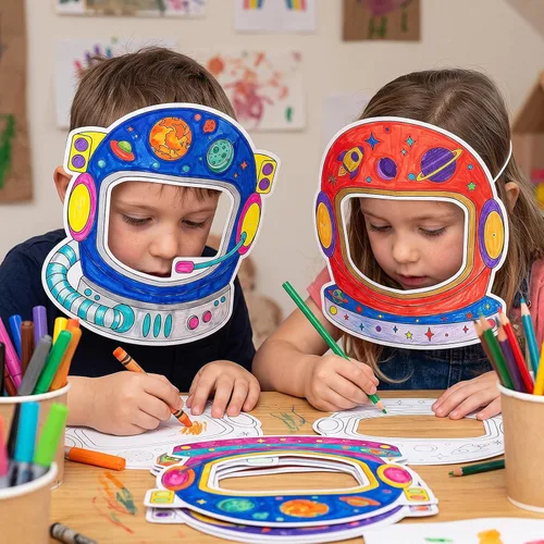 Vista 4 de 30 máscaras para colorear con casco de astronauta