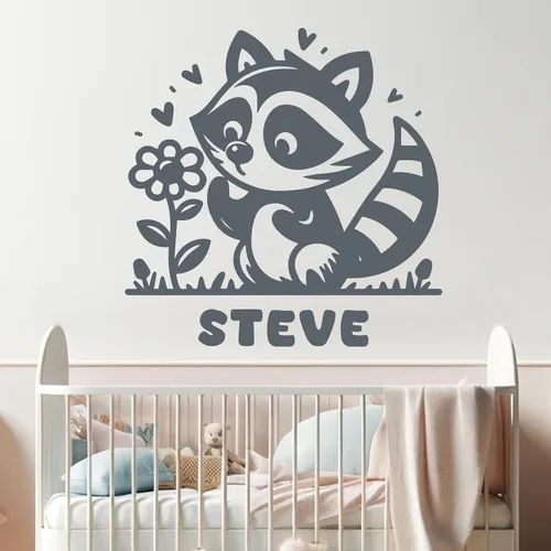 Vista 15 de Calcomanías de pared de animales, calcomanías personalizables con nombre de bebé y decoración de animales del bosque, calcomanías de pared