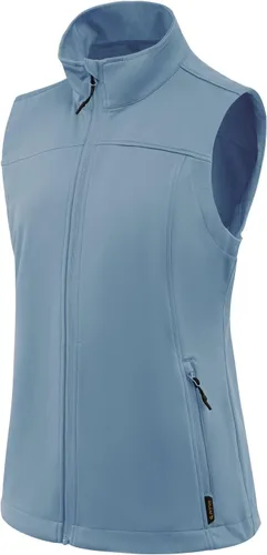 Vista 2 de baleaf Chaleco ligero Softshell sin mangas para mujer, resistente al viento, cuello alto con bolsillos con cremallera, correr, senderismo, golf