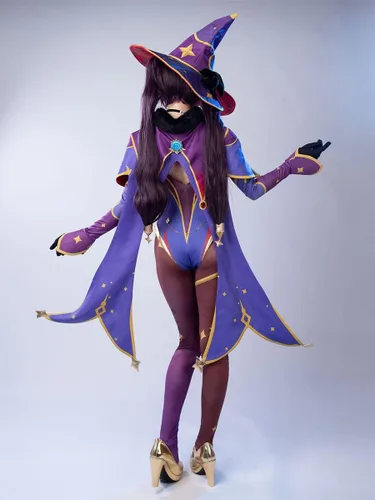Vista 5 de Cosfun Game Genshin Impact Mona Lyney Lynette - Disfraz de cosplay para Halloween