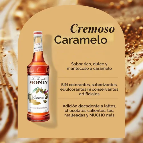 Vista 3 de Monin - Jarabe de caramelo, rico y mantecoso, ideal para postres, café y cócteles, sin gluten, sin OMG (25.4 fl oz)