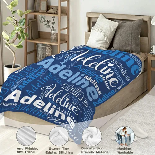 Vista 3 de Manta con nombre personalizada para niños, manta con nombre de bebé personalizada para niños y niñas, manta de nombre personalizada súper suave