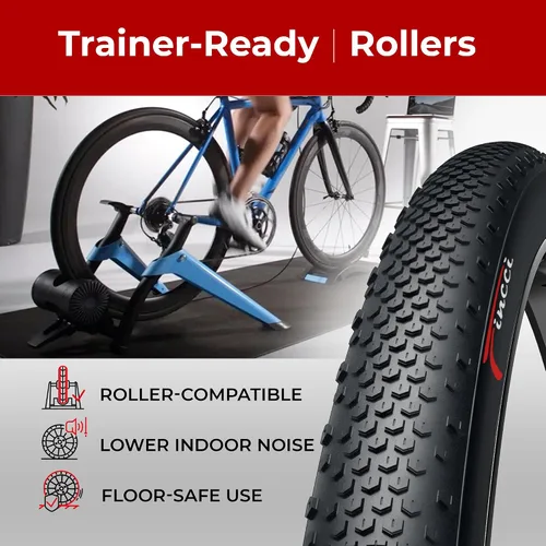 Vista 8 de Fincci Pair 700x38c Bike Tire - Gravel Foldable Kevlar 40-622 Puncture Resistant Bike Tires 1 mm Nylon - Grooved 700c Bike Tire - 28 inch Tyre for