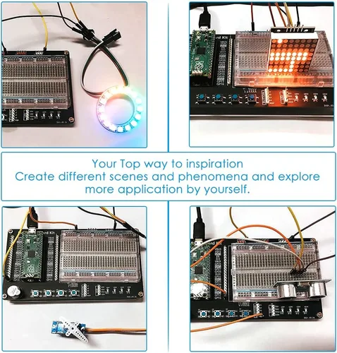 Vista 5 de Kit de Programación Micro Python de GeeekPi para Raspberry Pi Pico, Panecillos, Módulo de Pantalla LCD 1602 I2C para Principiantes y Ingenieros