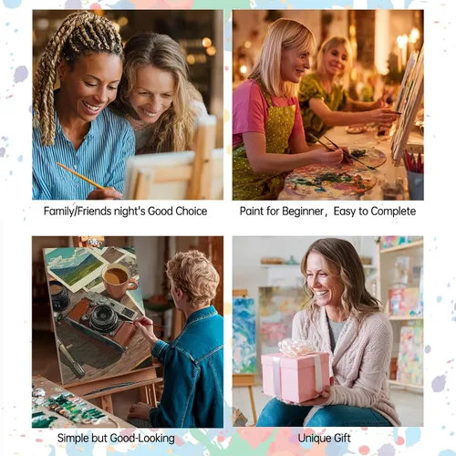 Vista 6 de Tucocoo Paquete de 6 pinturas por números para adultos, pintura de café por números para adultos principiantes, desayuno acogedor, kit de pintura