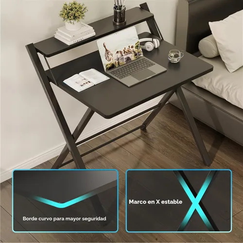 Vista 6 de GreenForest Escritorio plegable sin montaje, escritorio resistente para computadora para espacios pequeños Portable Foldable Table for Laptop