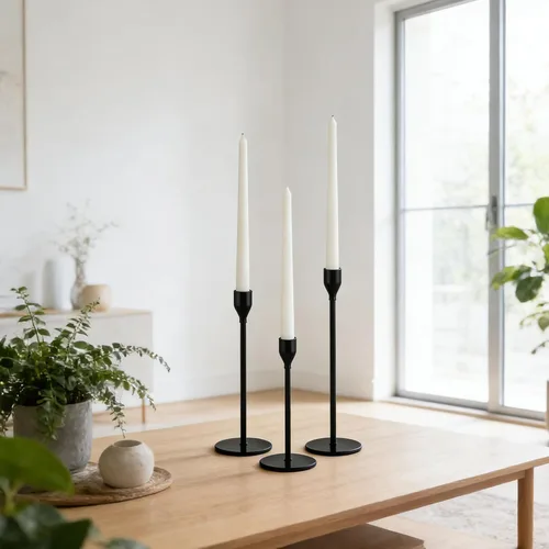 Vista 7 de Juego de 3 portavelas cónicos plateados para decoración de citas, festivales, bodas, fiestas, comedores o aniversarios, se ajustan a velas de pilar