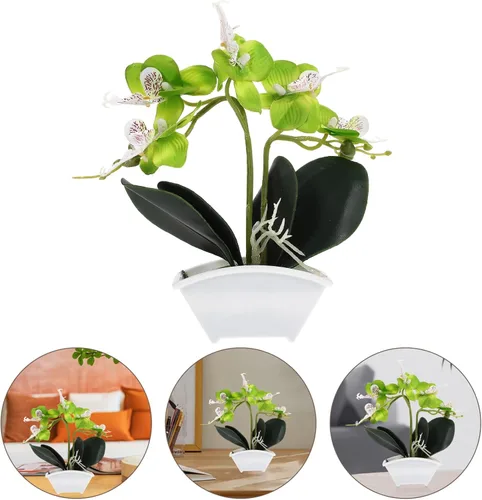 Vista 6 de ibasenice Orquídea falsa Mini Orquídeas Planta para Decoración Planta Artificial de Seda Flor para Cocina