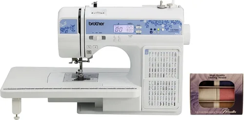 Vista 10 de Máquina computarizada Brother CS7205, 150 puntadas integradas, 1 fuente, mesa ancha, 11 pies de costura, color blanco