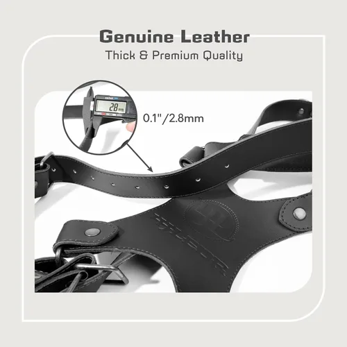 Vista 9 de Leather Dual Camera Harness Strap for Photographers,Adjustable Shoulder Crossbody Padded Harness for DSLR SLR