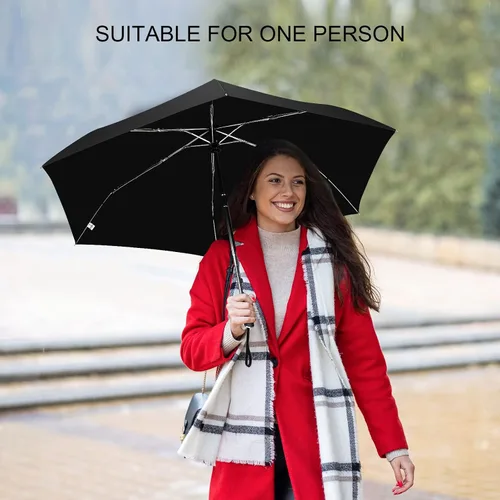 Vista 83 de LEAGERA Paraguas de viaje compacto para bolso, mango plano, impermeable para lluvia ligera