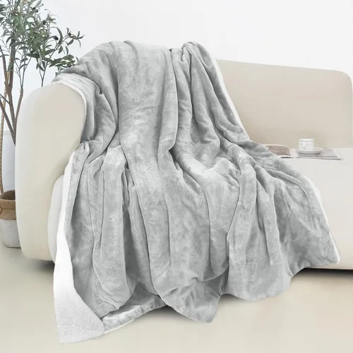 Vista 24 de Elegant Comfort - Manta reversible y ultra suave de franela con forro polar - Manta de sherpa navideña de invierno - Ligera, suave y acogedora