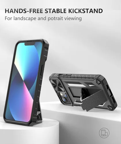 Vista 3 de SOiOS Funda resistente para iPhone 13 Mini y 12 Mini: con función atril y diapositiva 13 mini 12 mini, funda protectora para teléfono celular